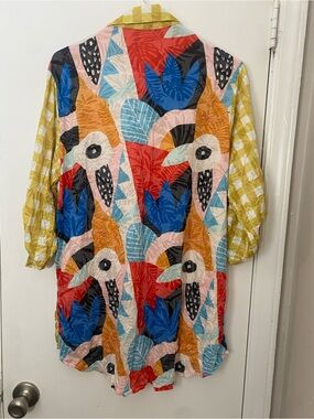 Shana  tropical prints bottom down shirt